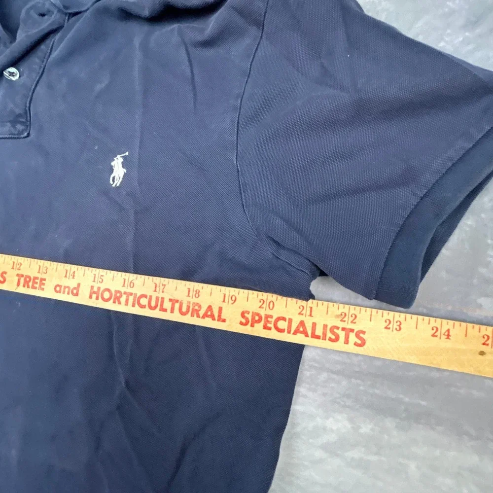 Polo Ralph Lauren Mens Large Navy Blue‎ Pima Stretch Mesh Polo Shirt Custom Fit